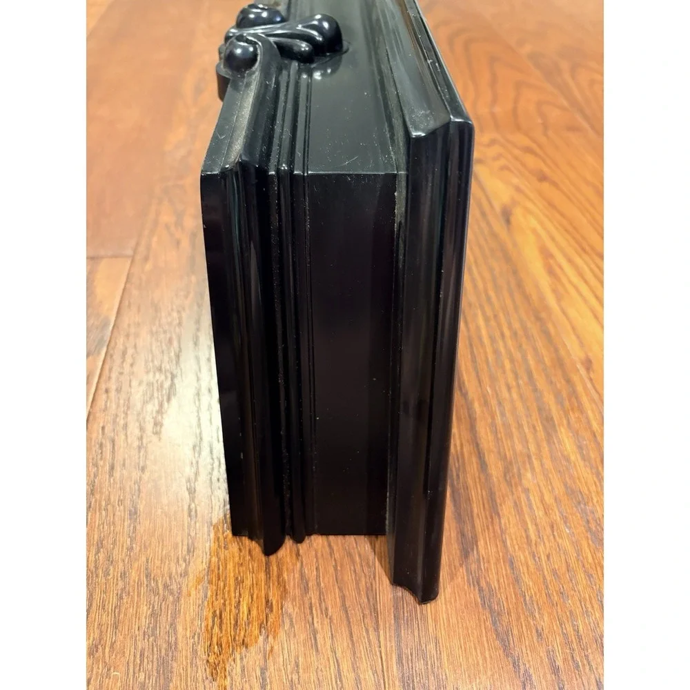 Vtg Home Interior Syroco Ornate Black Plastic Wall Shelf 16